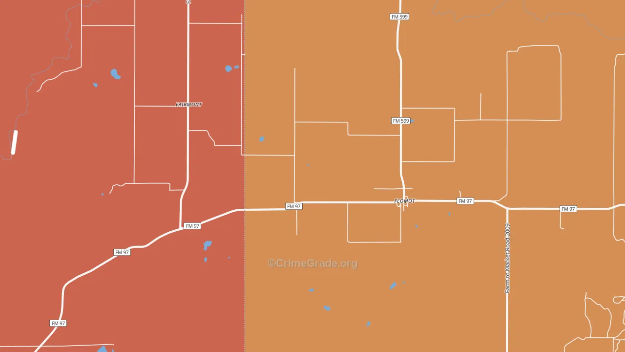 Flomot, TX Map of Burglary Rates