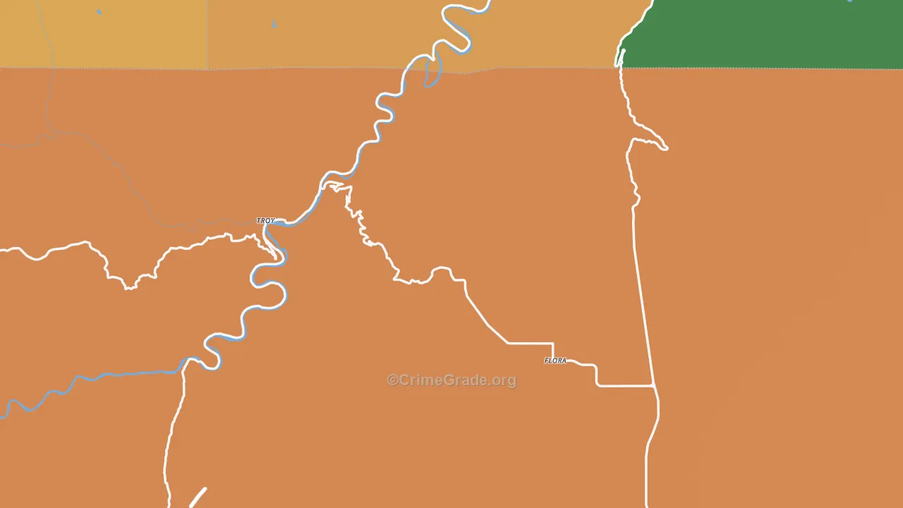 Flora, OR Map of Burglary Rates