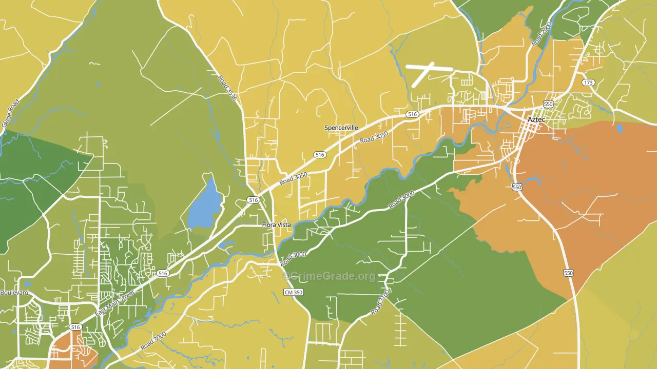 Flora Vista, NM Map of Burglary Rates