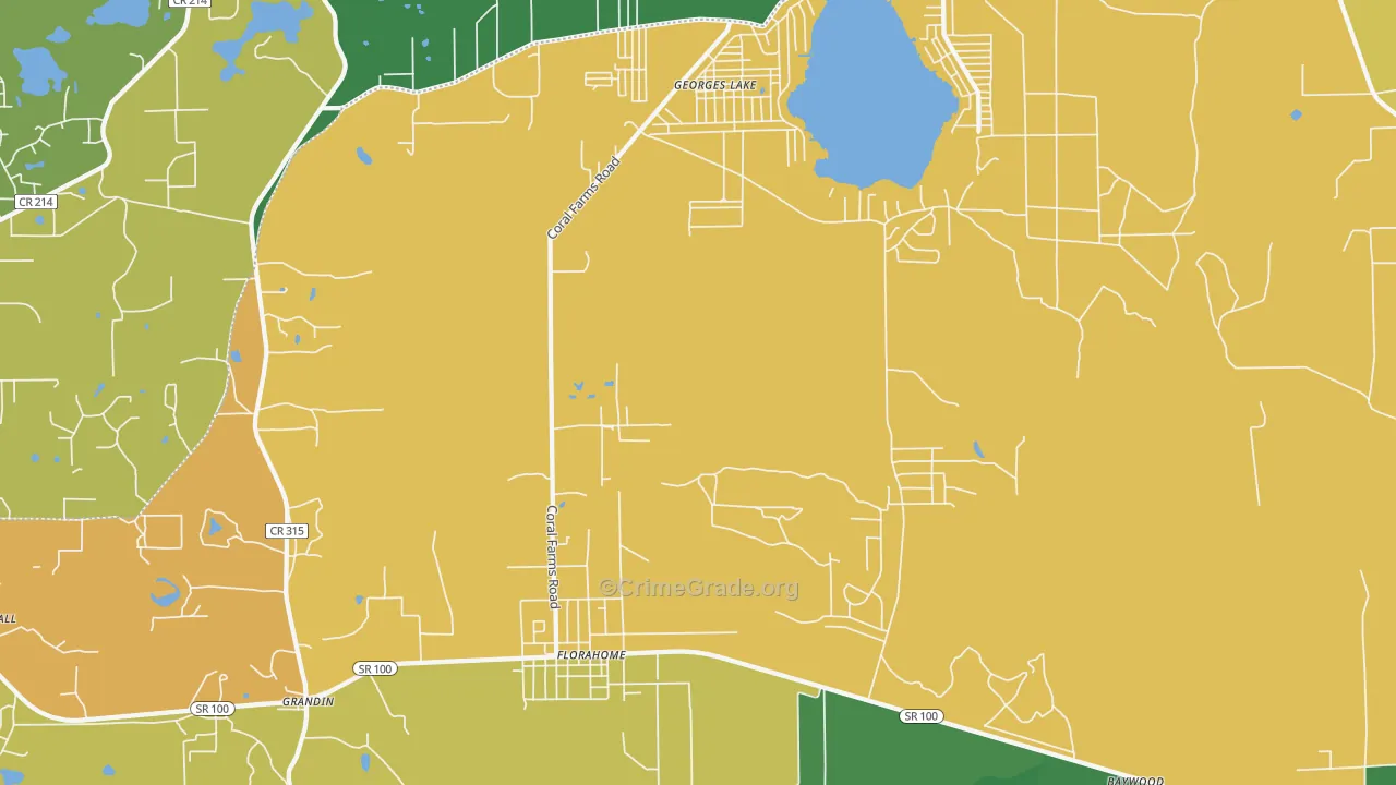 Florahome, FL Map of Burglary Rates