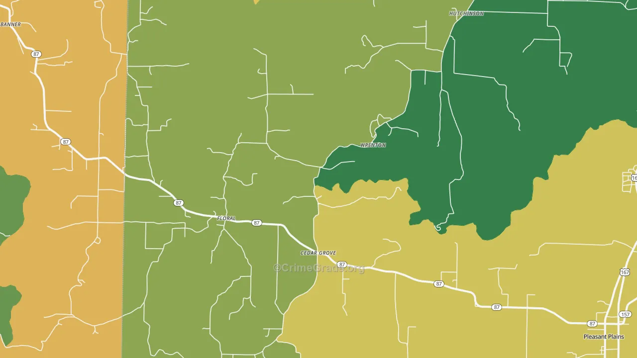 Floral, AR Map of Burglary Rates