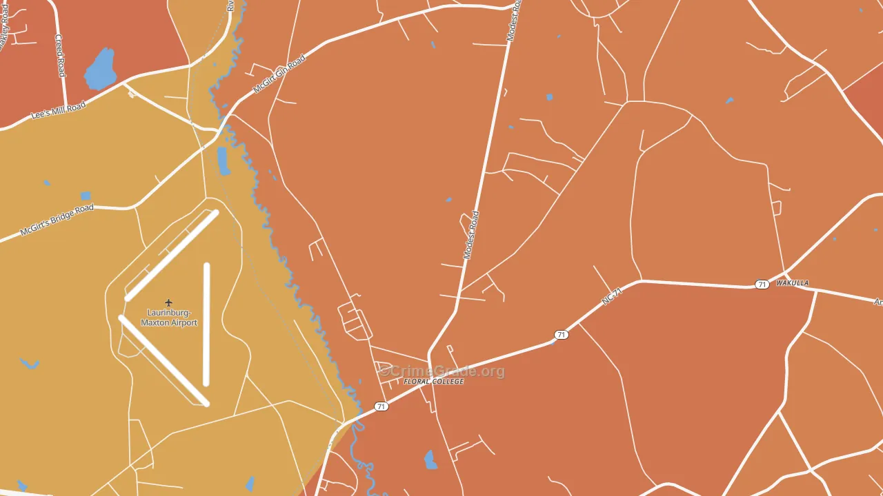 Floral College, NC Map of Burglary Rates