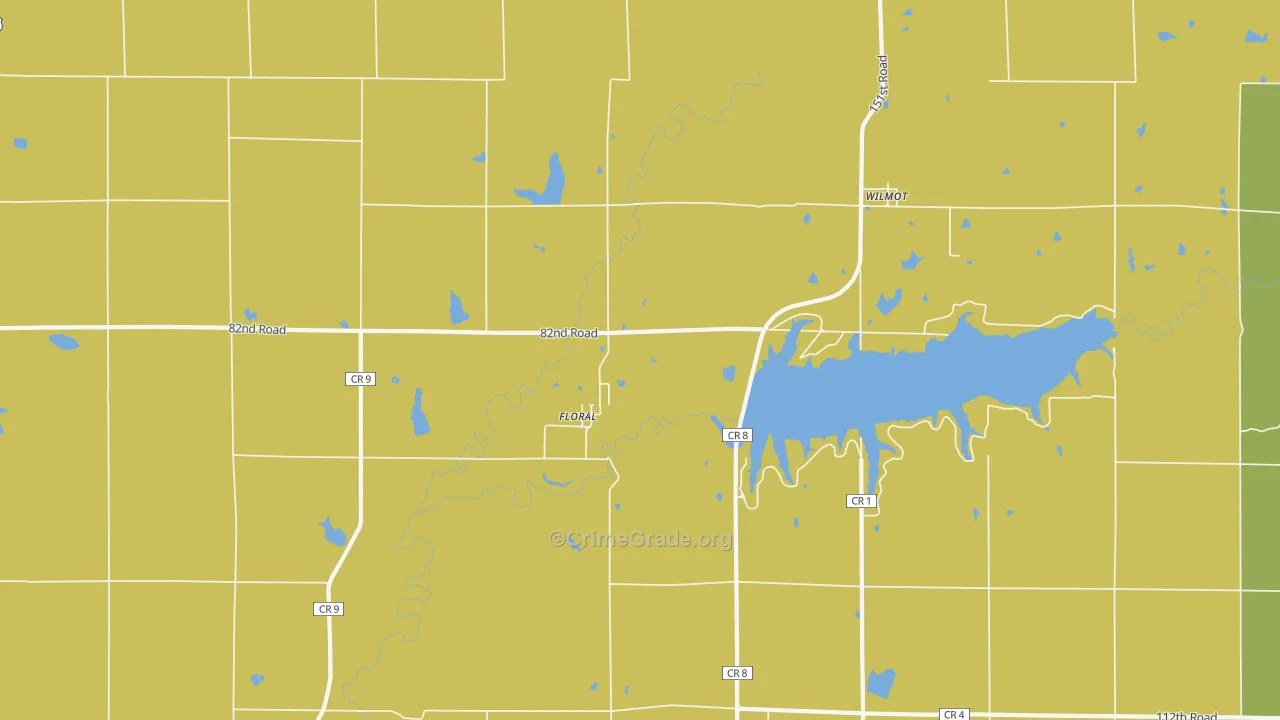 Floral, KS Map of Burglary Rates