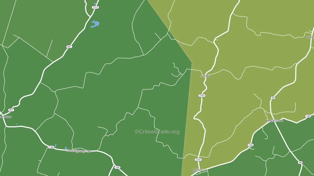 Floral, KY Map of Burglary Rates