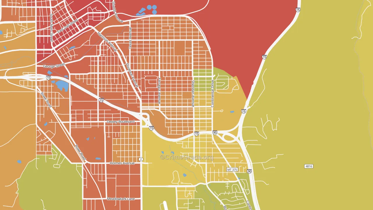 Floral Park, Butte, MT Map of Burglary Rates