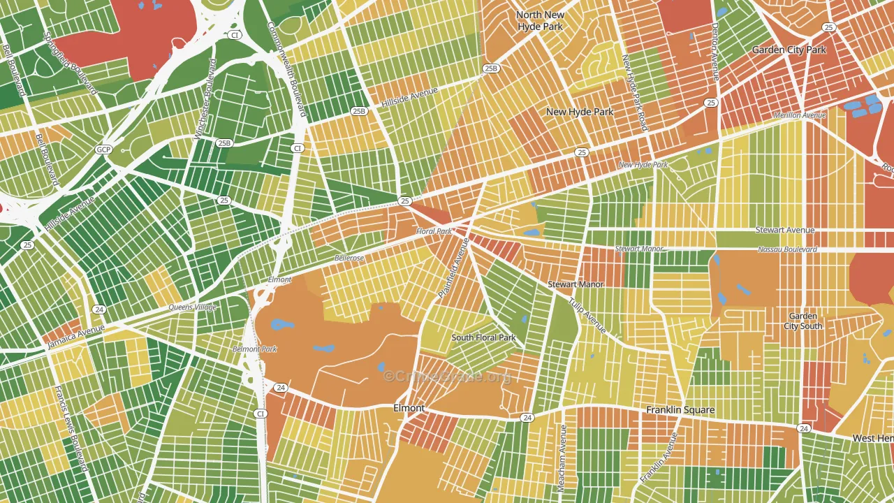 Floral Park, NY Map of Burglary Rates