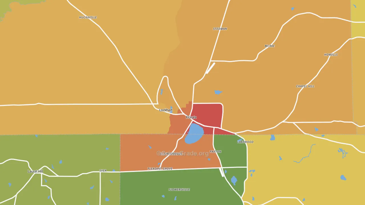 Florala, AL Map of Burglary Rates