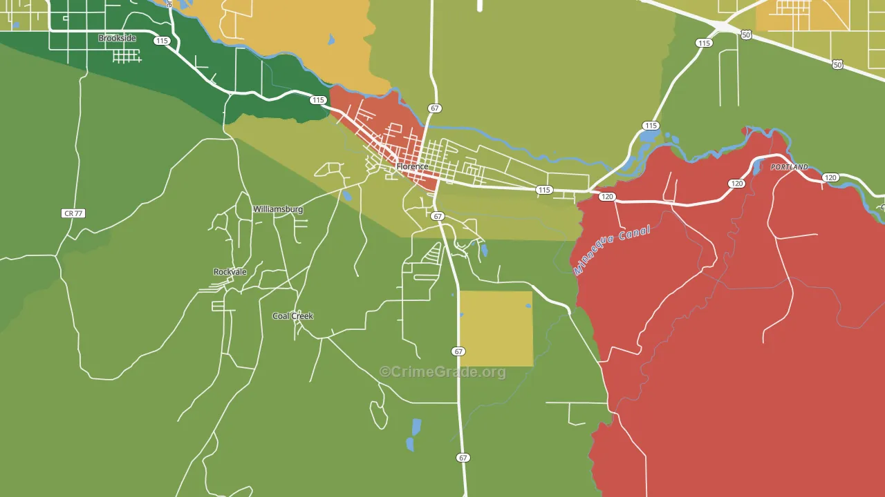 Florence, CO Map of Burglary Rates