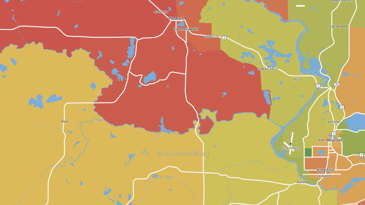 Florence County, WI Map of Burglary Rates