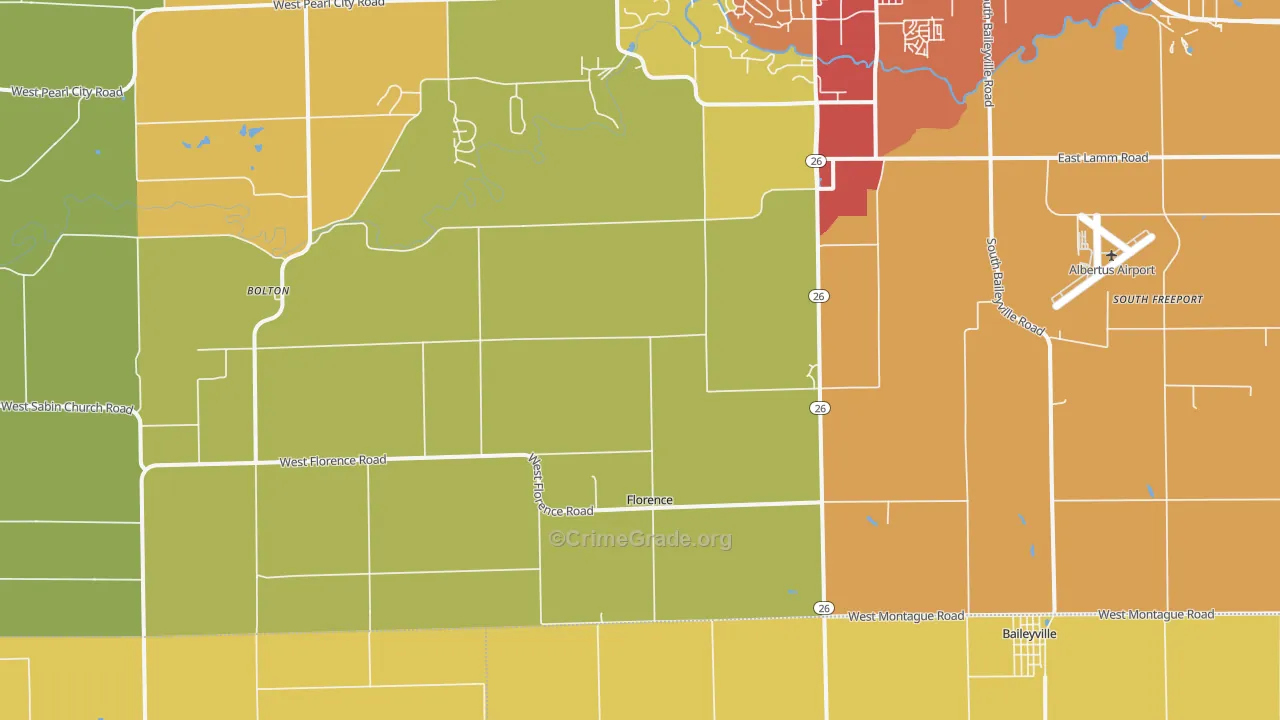 Florence, IL Map of Burglary Rates