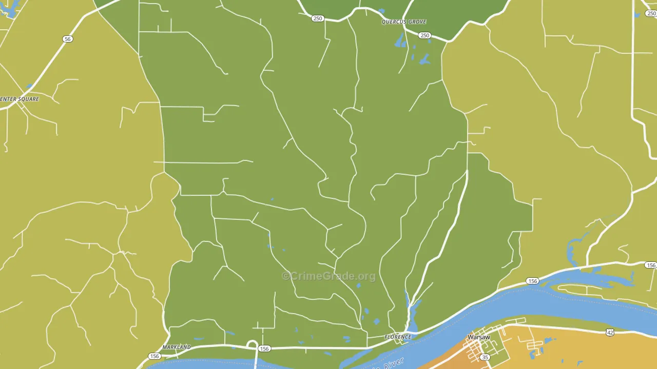 Florence, IN Map of Burglary Rates