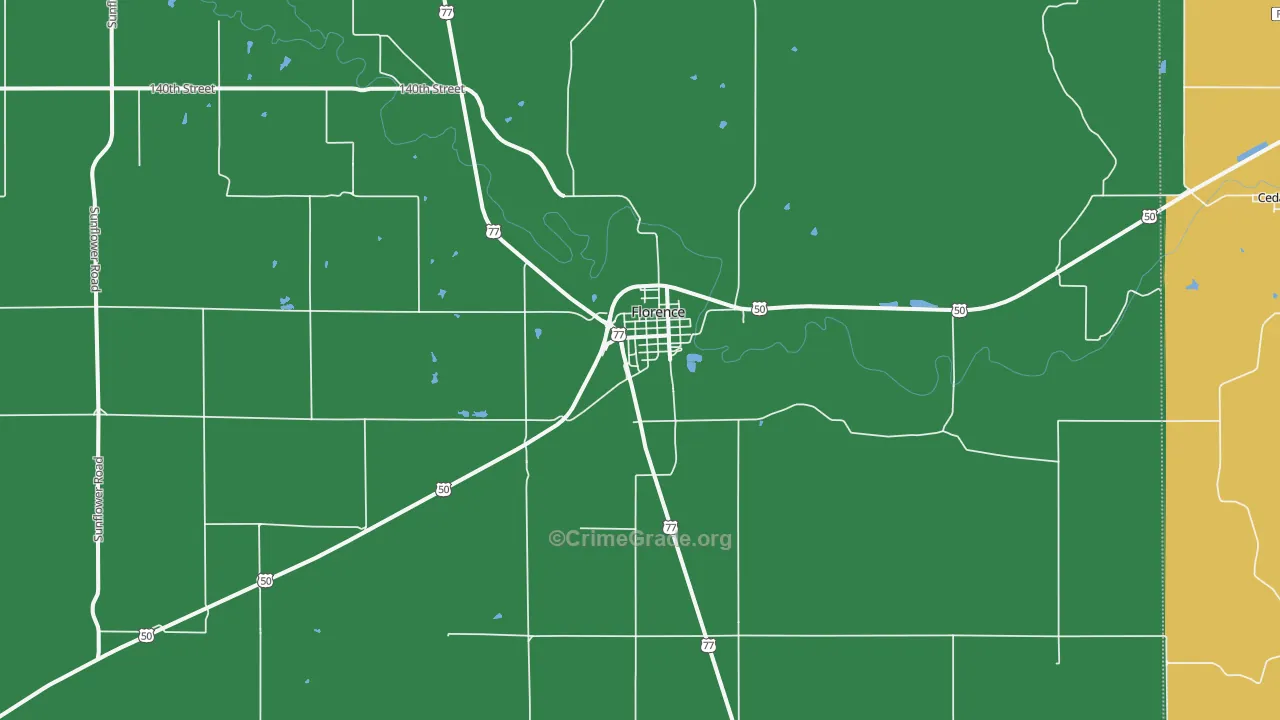 Florence, KS Map of Burglary Rates