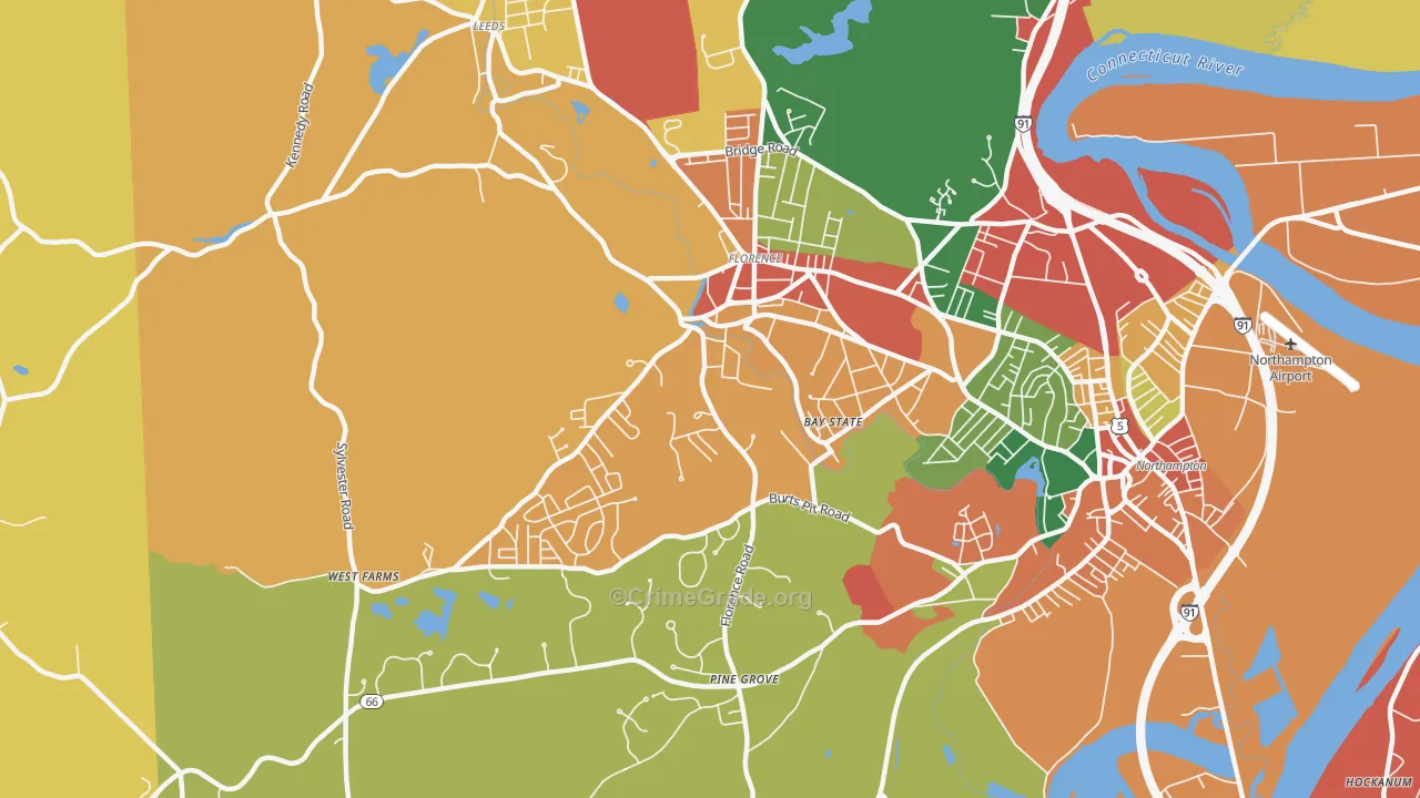 Florence, MA Map of Burglary Rates