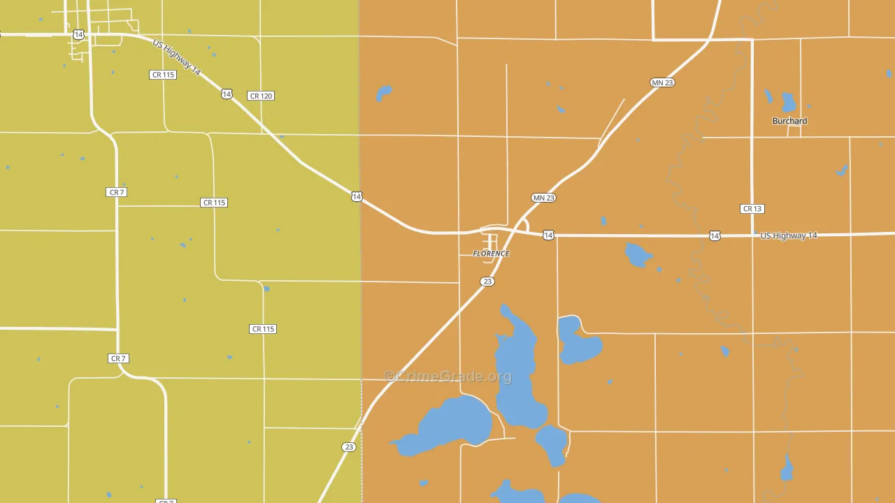 Florence, MN Map of Burglary Rates