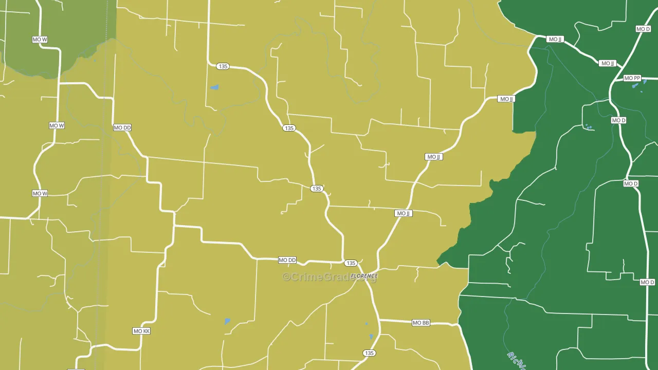 Florence, MO Map of Burglary Rates