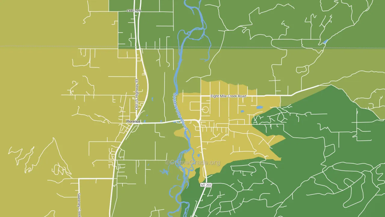 Florence, MT Map of Burglary Rates