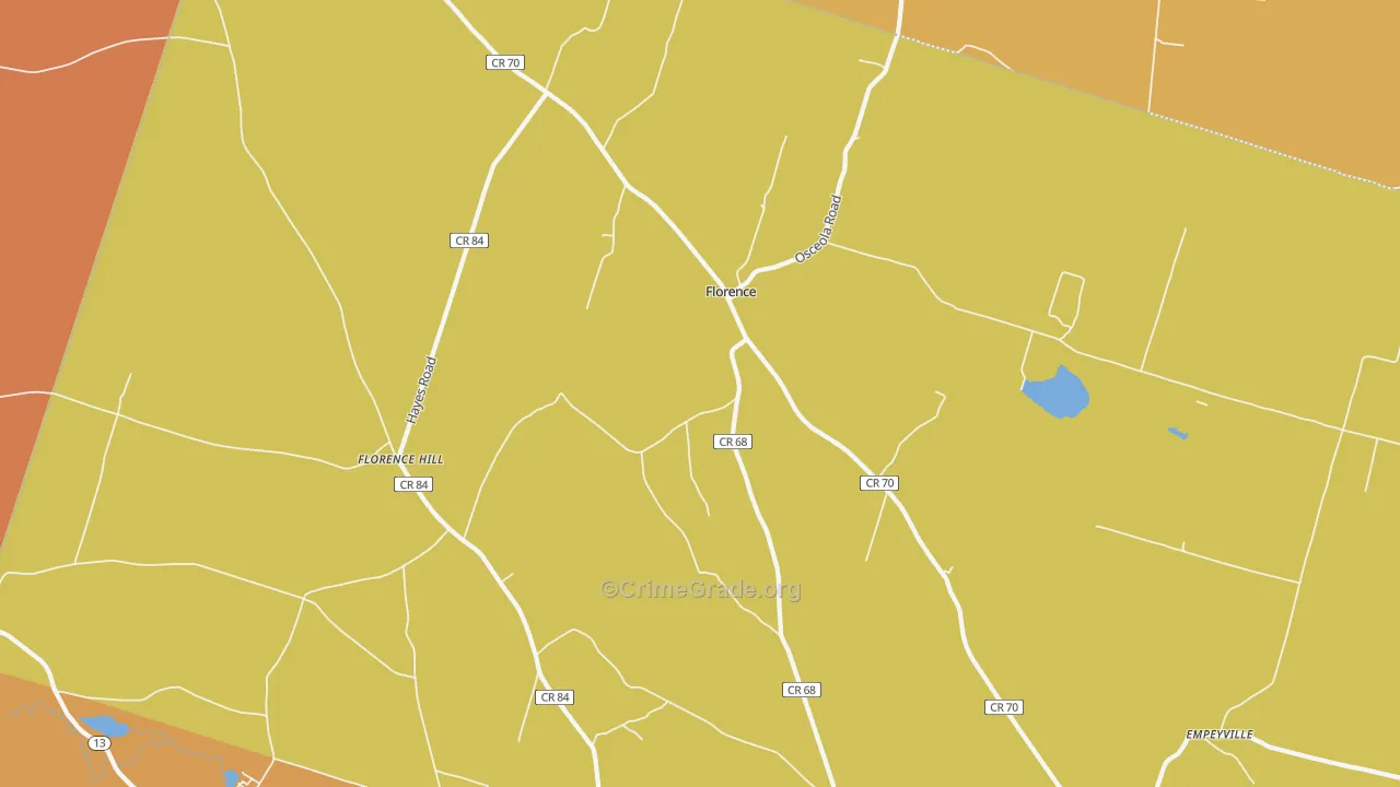 Florence, NY Map of Burglary Rates