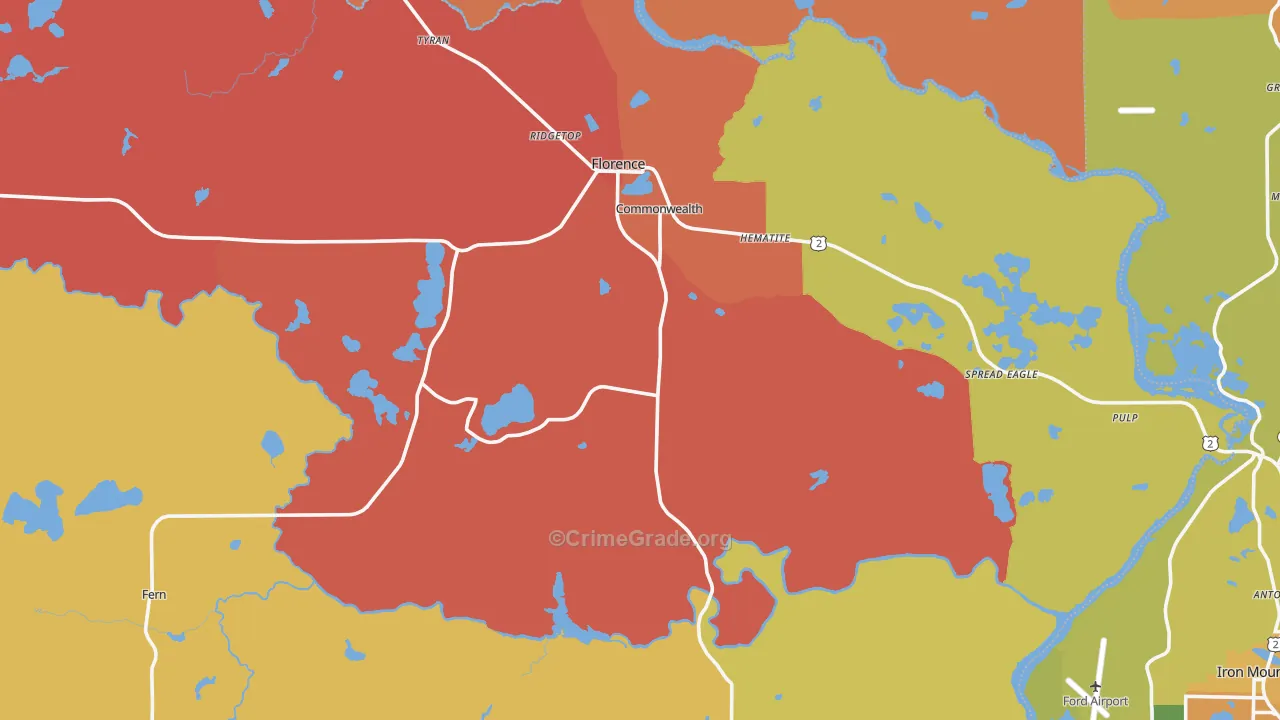 Florence, WI Map of Burglary Rates