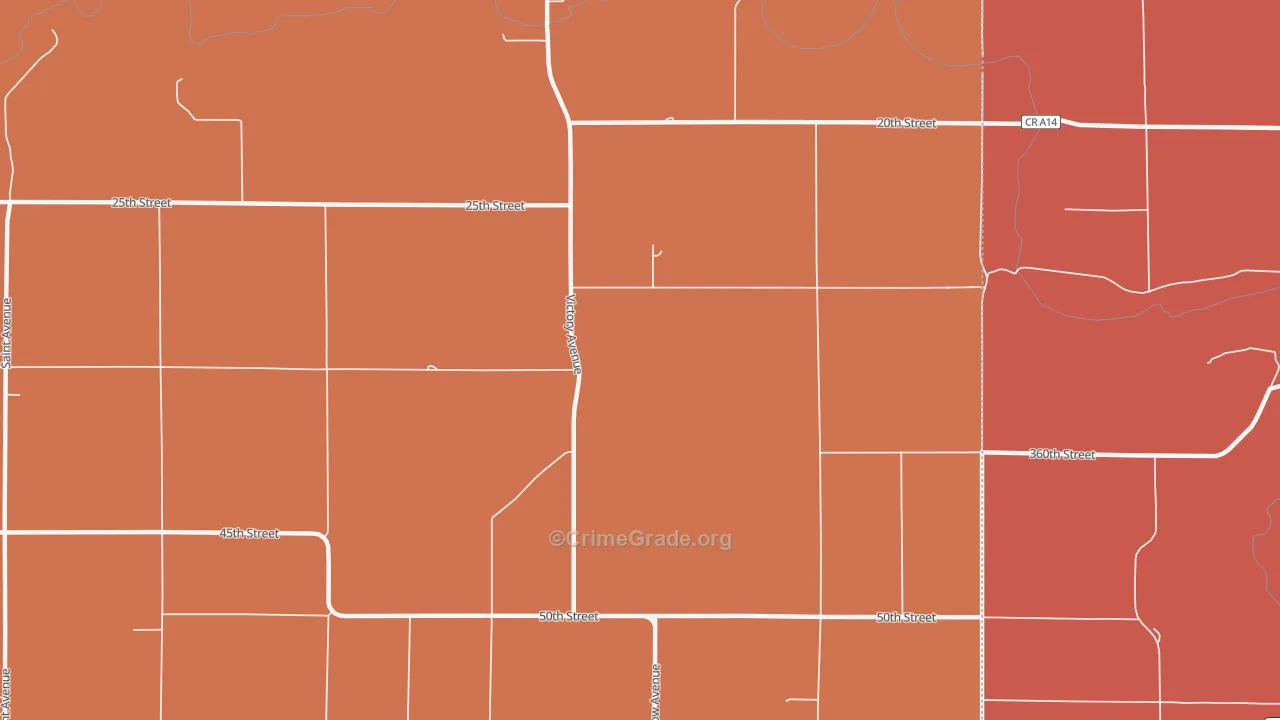 Florenceville, IA Map of Burglary Rates