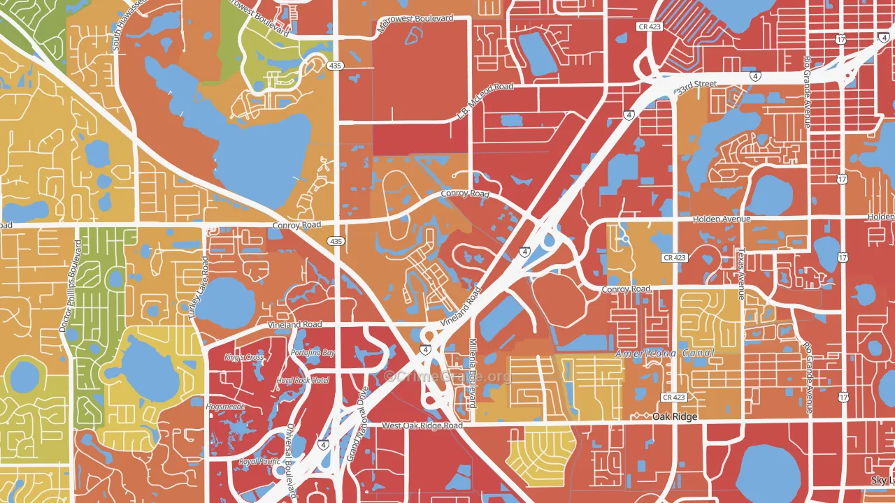 Florida Center North, Orlando, FL Map of Burglary Rates