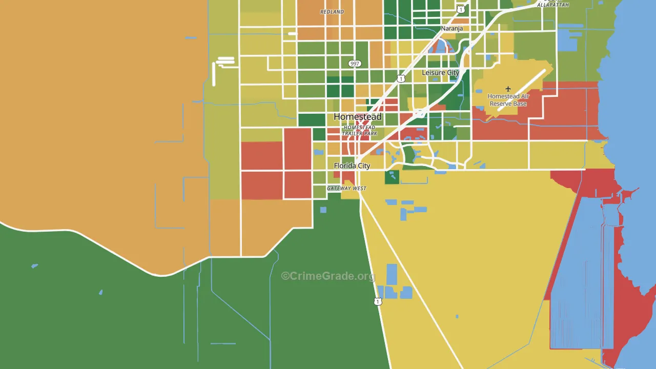 Florida City, FL Map of Burglary Rates