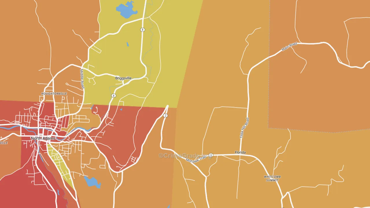 Florida, MA Map of Burglary Rates