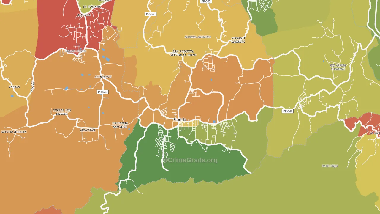 Florida Municipio, PR Map of Burglary Rates