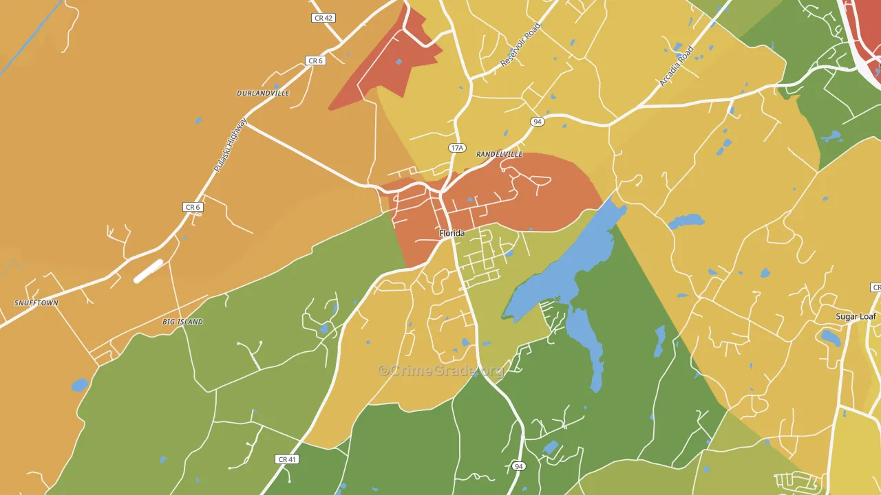 Florida, NY Map of Burglary Rates