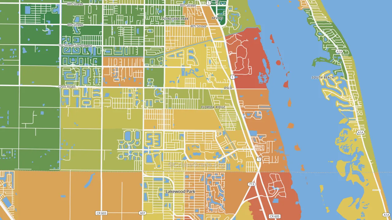 Florida Ridge, FL Map of Burglary Rates
