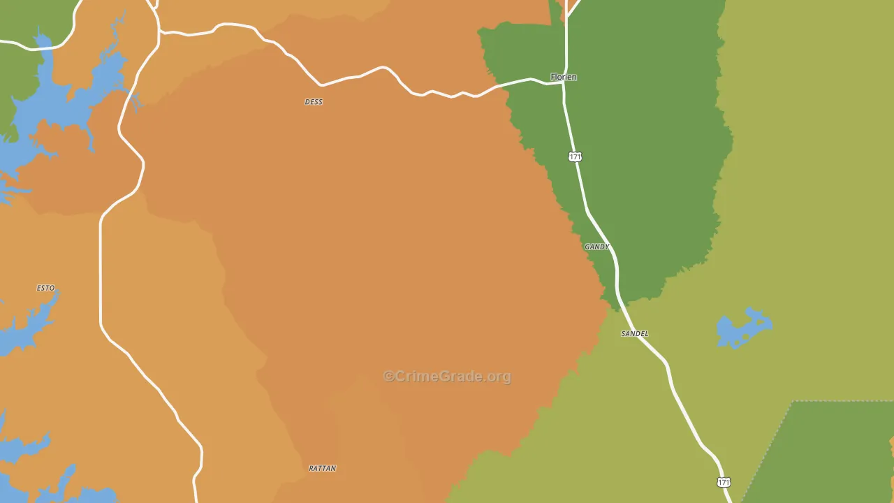 Florien, LA Map of Burglary Rates