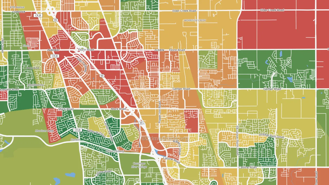 Florin, CA Map of Burglary Rates
