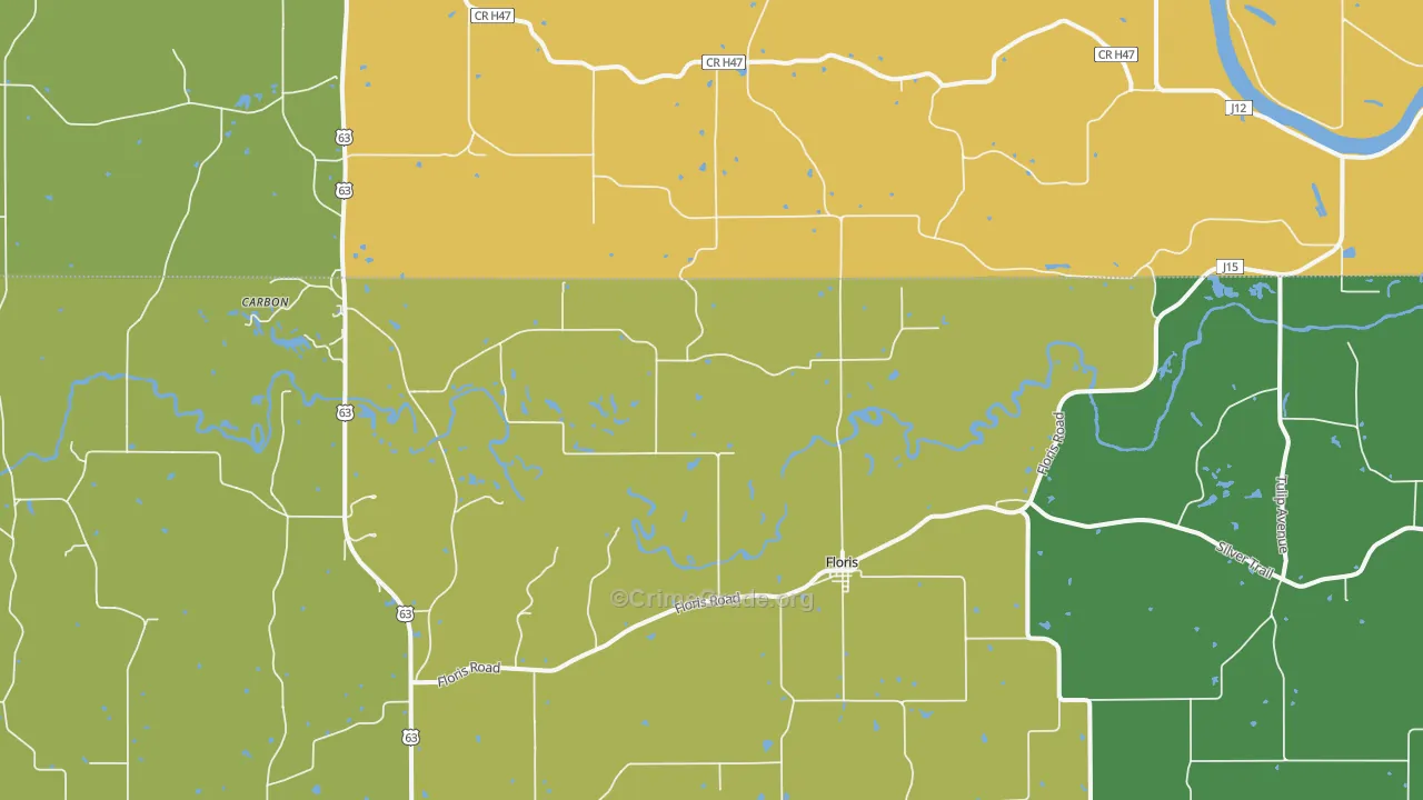 Floris, IA Map of Burglary Rates