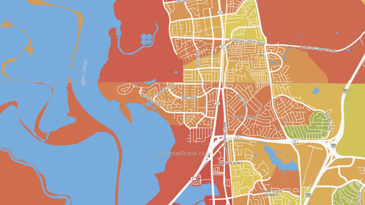 Flosden, Vallejo, CA Map of Burglary Rates