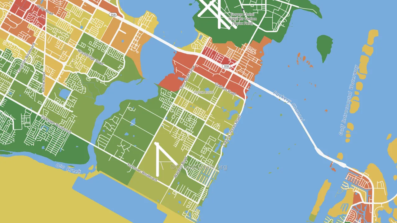 Flour Bluff, Corpus Christi, TX Map of Burglary Rates