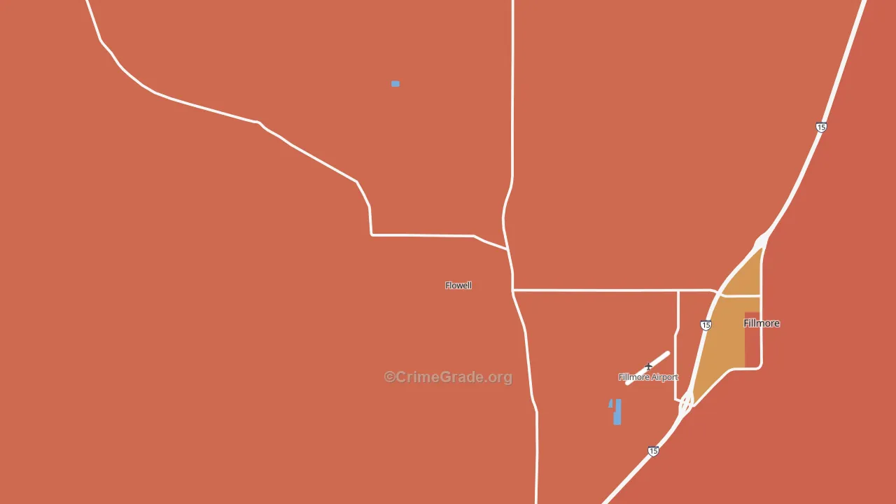Flowell, UT Map of Burglary Rates