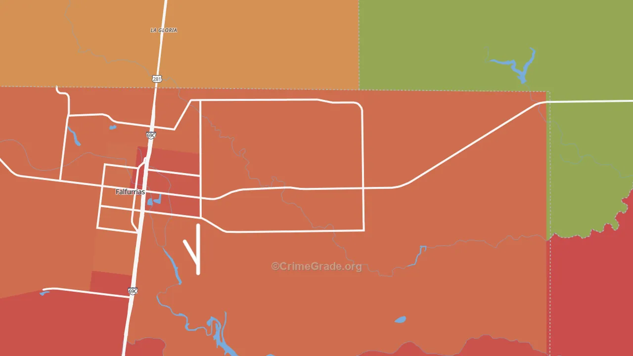 Flowella, TX Map of Burglary Rates