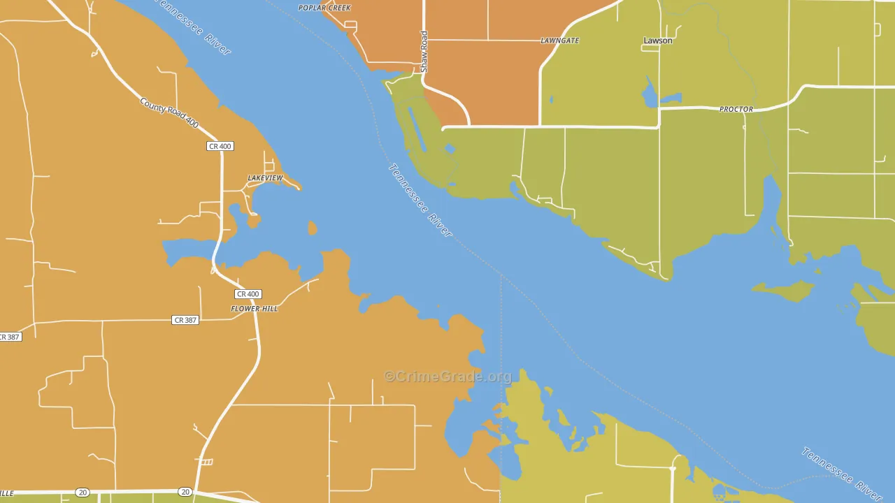 Flower Hill, AL Map of Burglary Rates