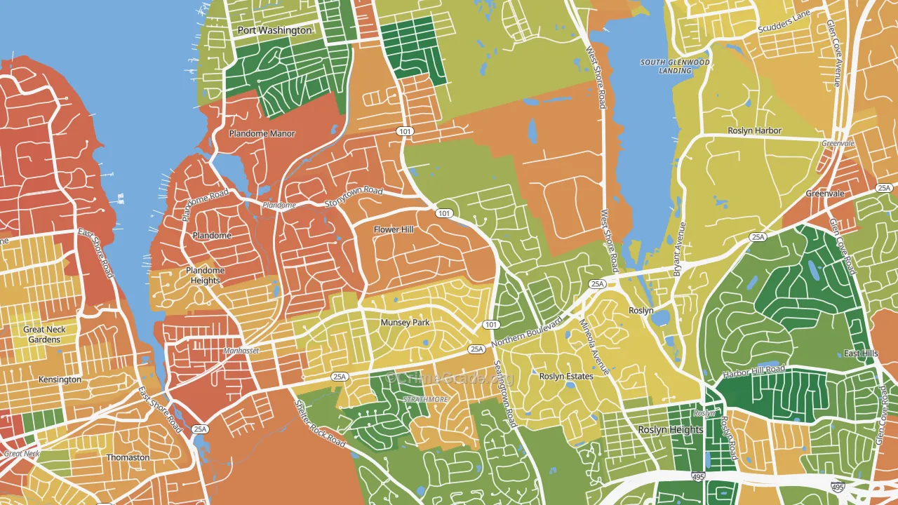Flower Hill, NY Map of Burglary Rates