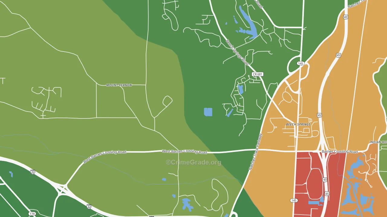 Flowerdale, MS Map of Burglary Rates
