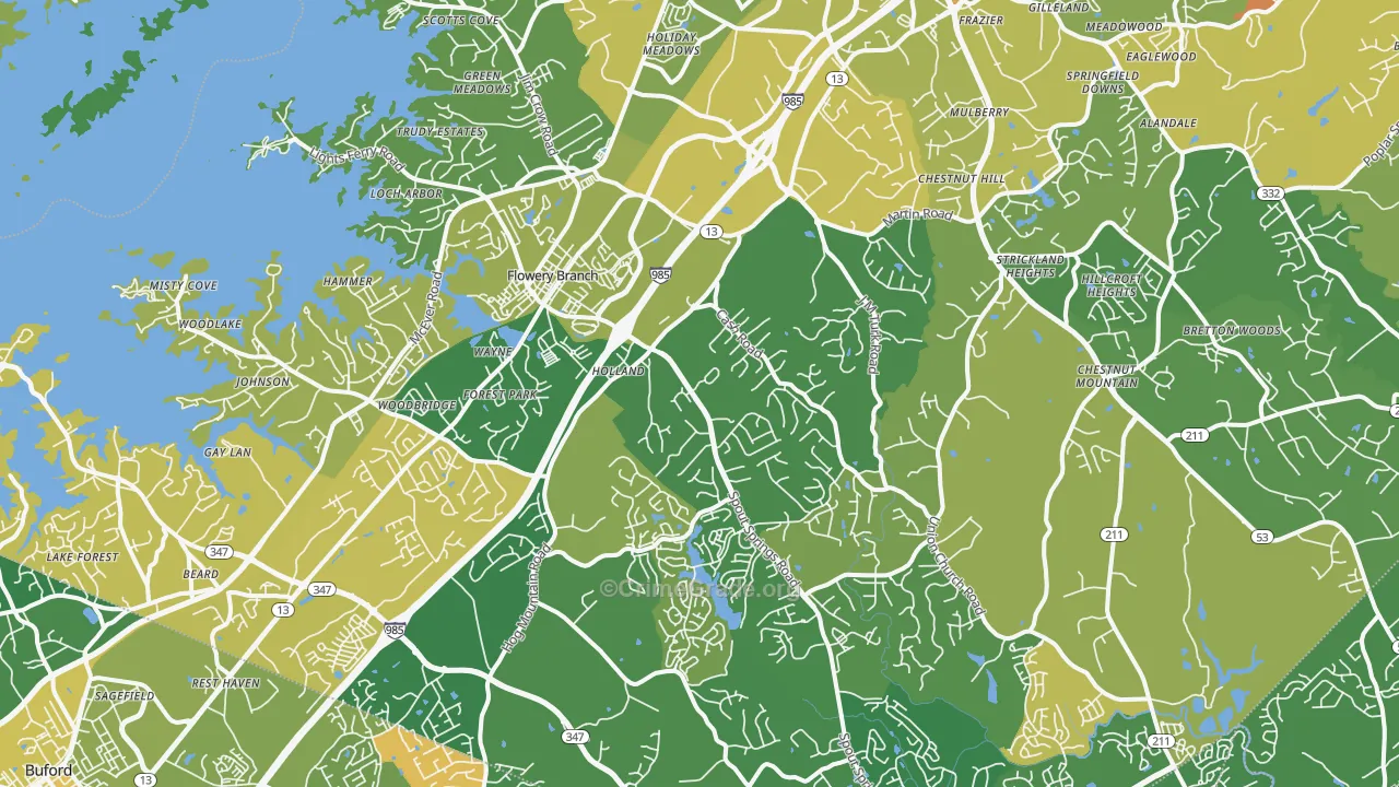 Flowery Branch, GA Map of Burglary Rates