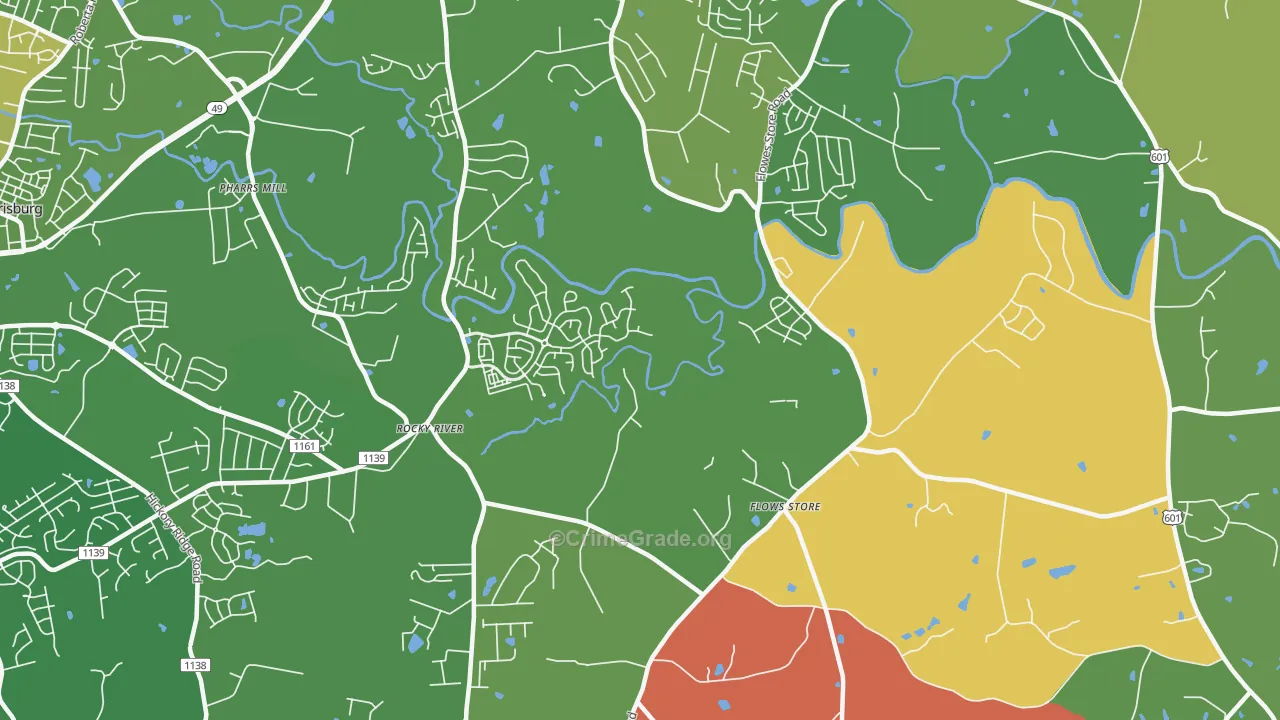 Flows Store, NC Map of Burglary Rates