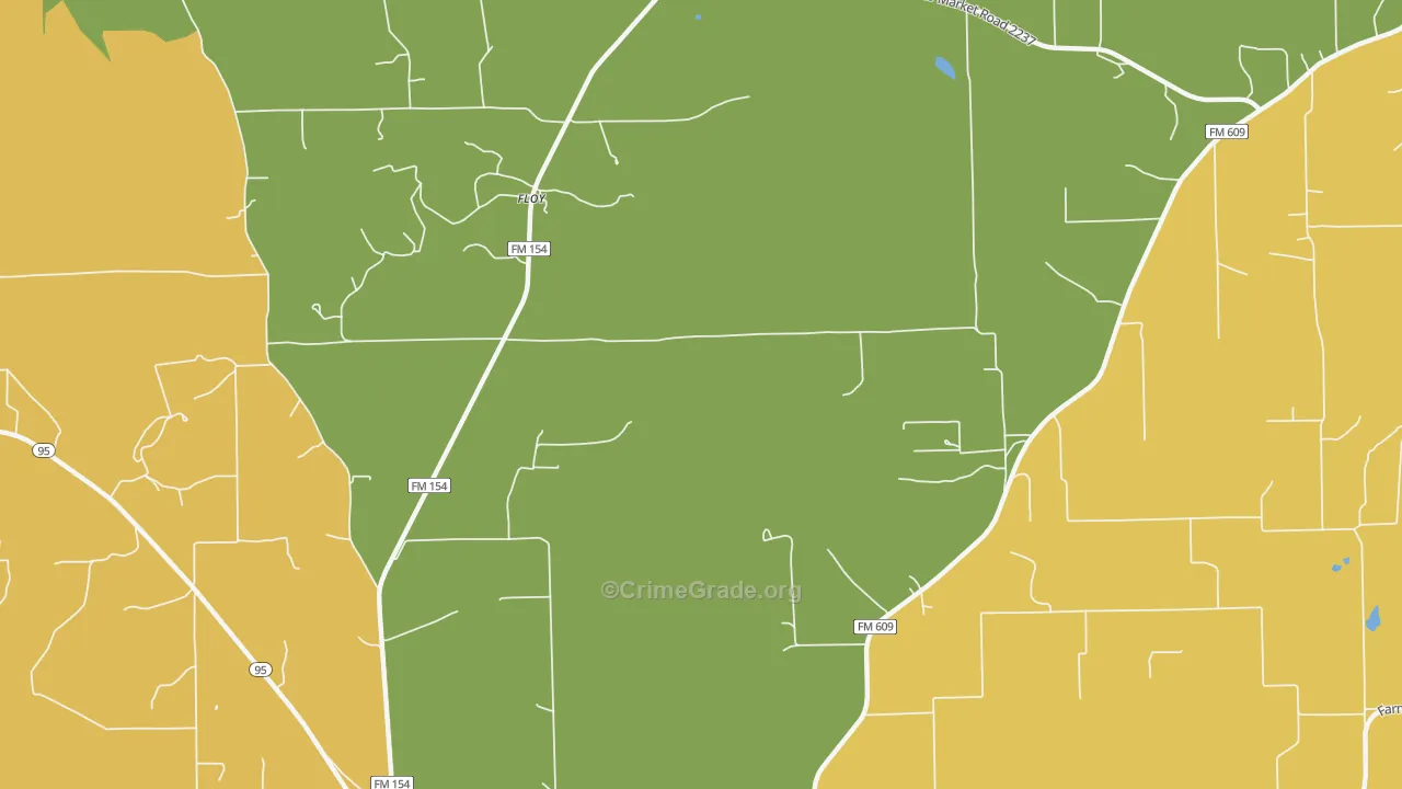 Floy, TX Map of Burglary Rates