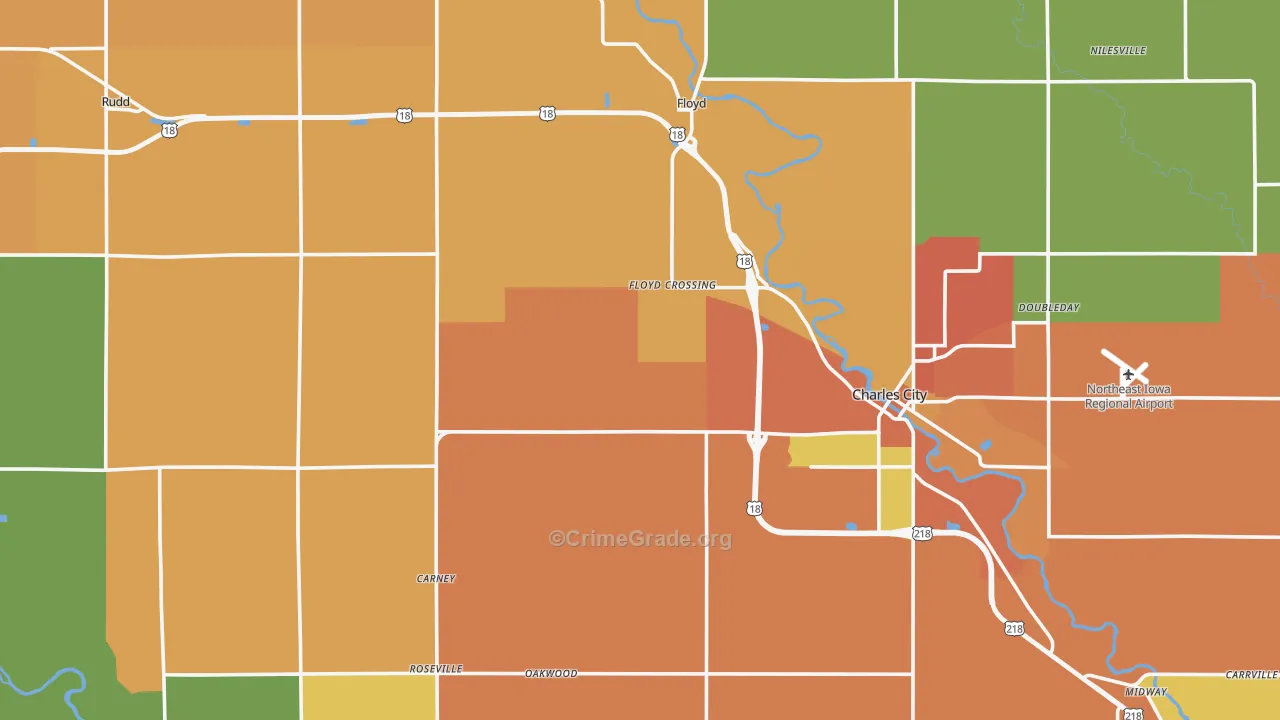 Floyd County, IA Map of Burglary Rates