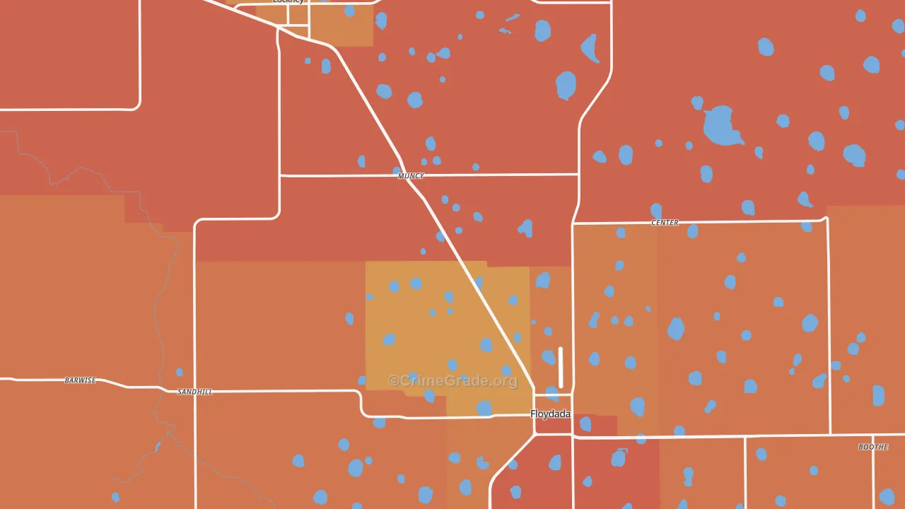 Floyd County, TX Map of Burglary Rates