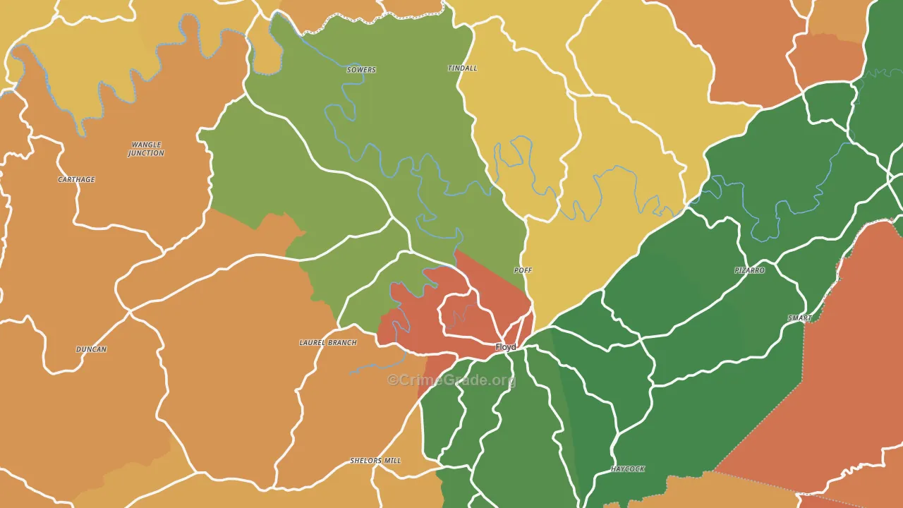 Floyd County, VA Map of Burglary Rates