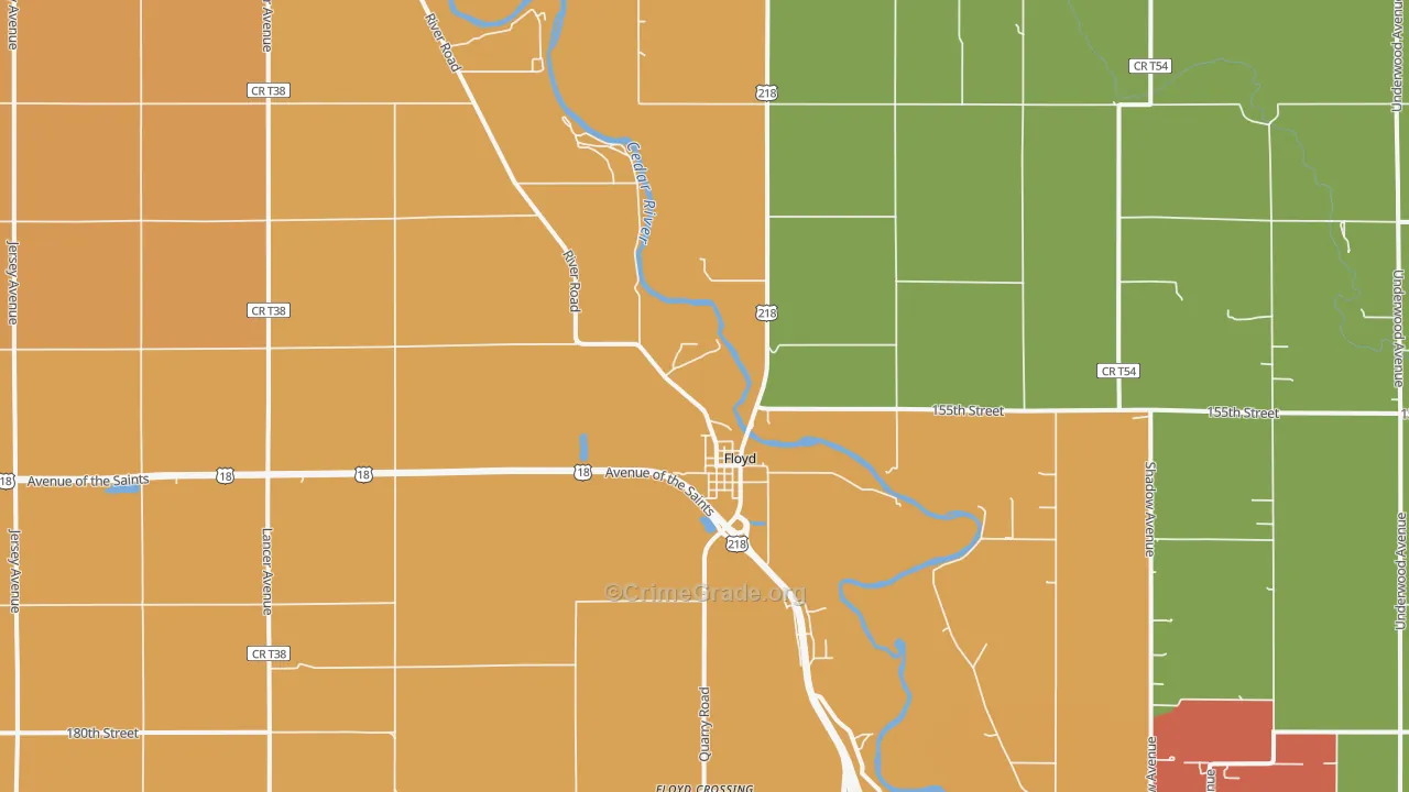 Floyd, IA Map of Burglary Rates