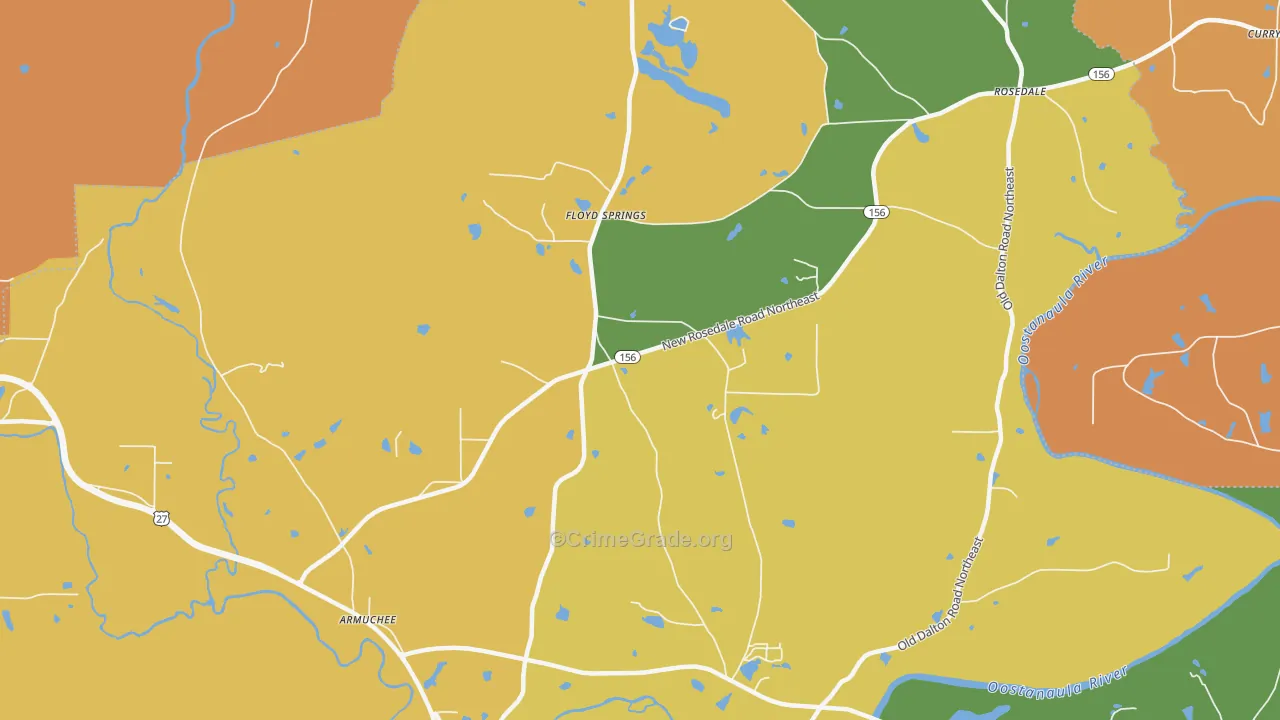 Floyd Springs, GA Map of Burglary Rates