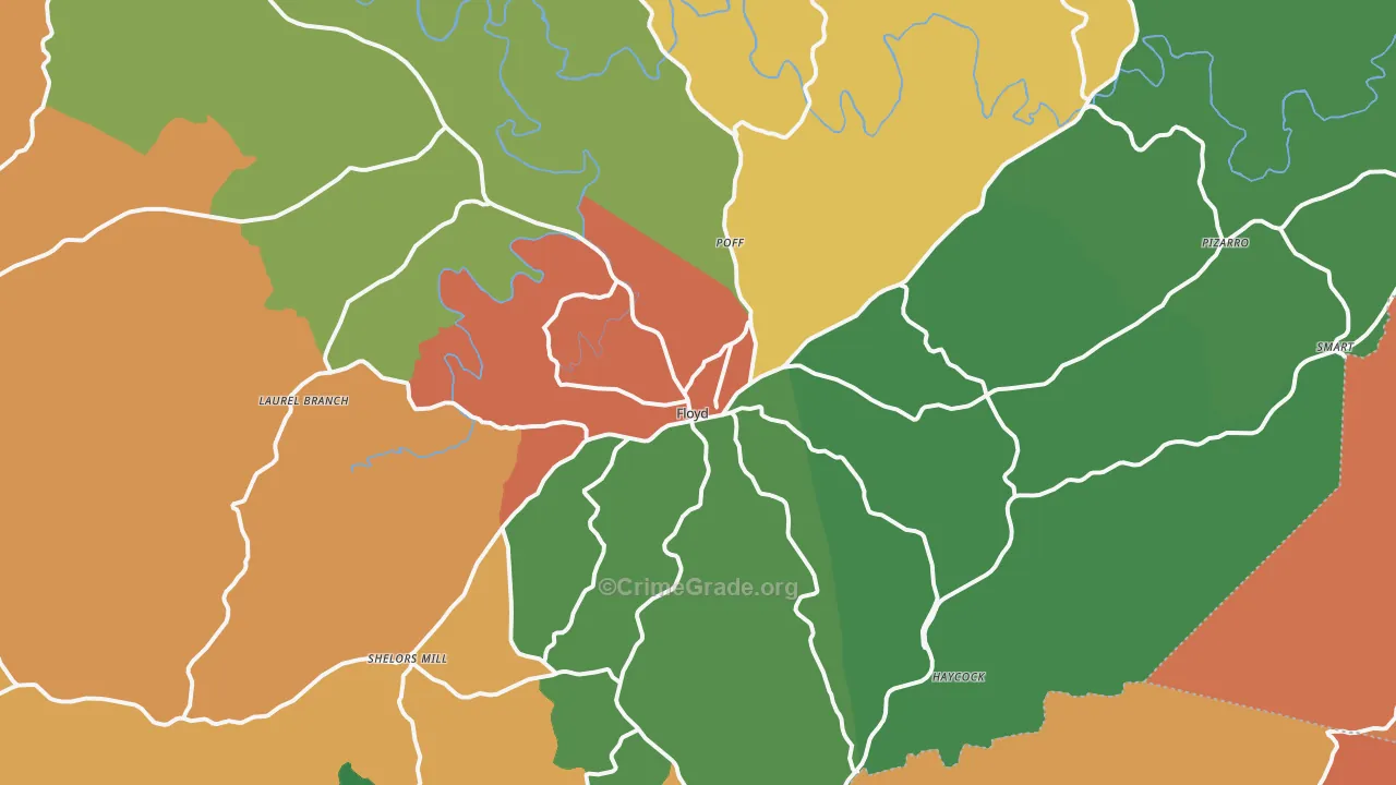 Floyd, VA Map of Burglary Rates