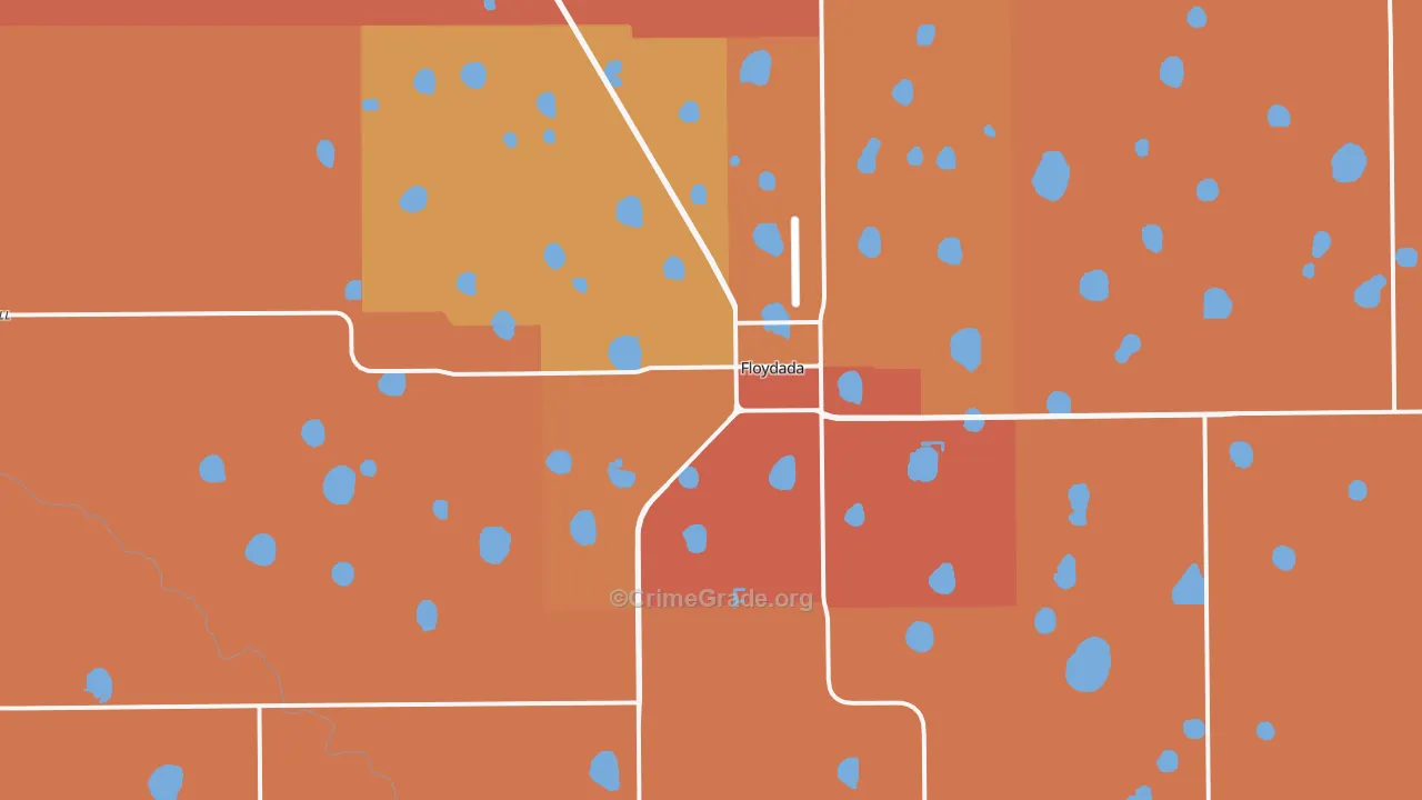 Floydada, TX Map of Burglary Rates