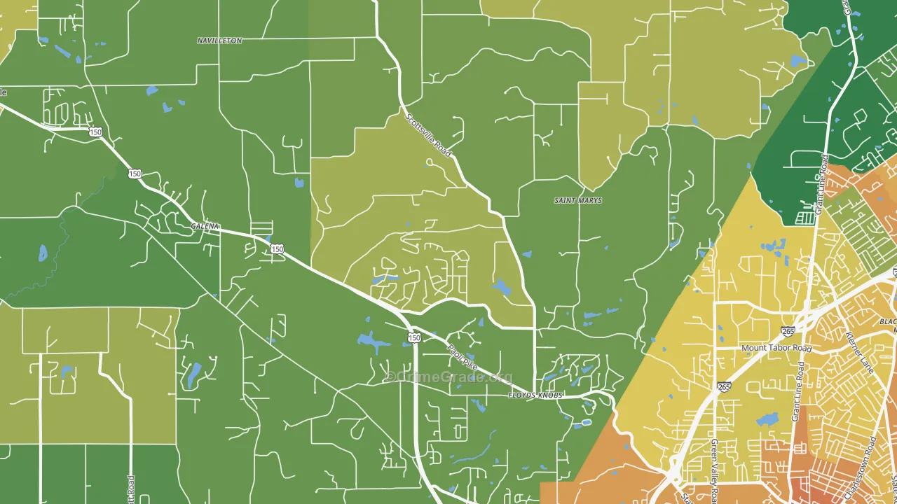 Floyds Knobs, IN Map of Burglary Rates